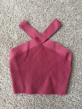 Babaton Aritzia Pink Ribbed Knit Halter Top – Size Small